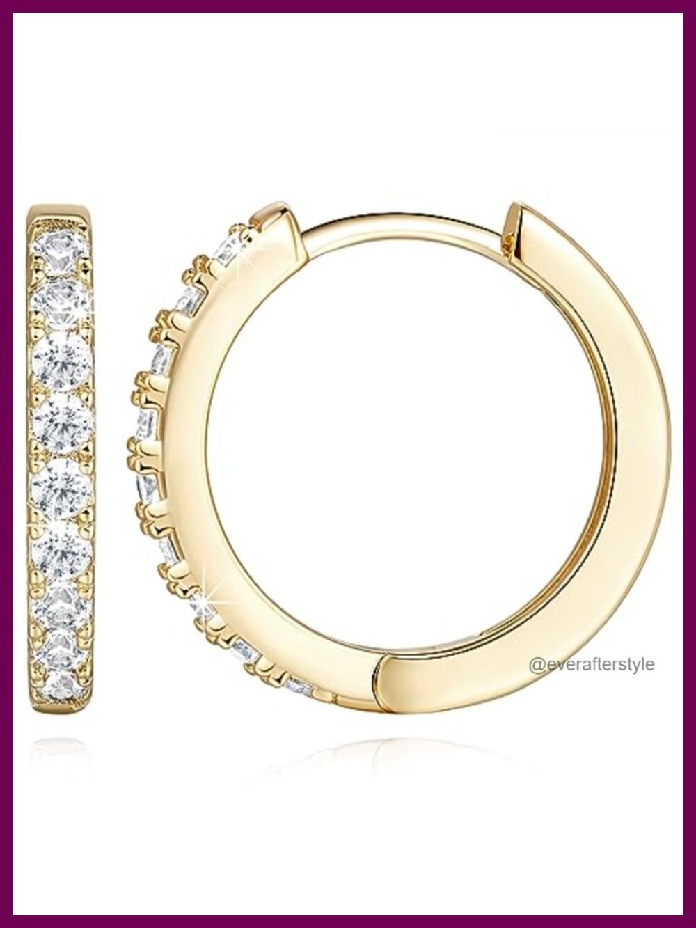 14K Gold Plated Hoop Earrings Cubic Zirconia Huggie Hypoallergenic